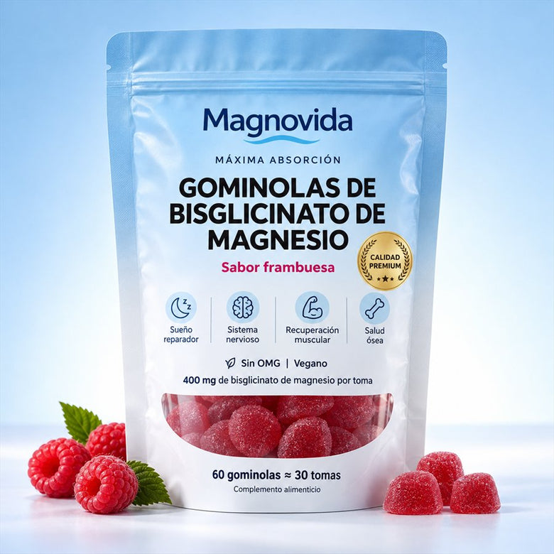 Una bolsa de gominolas de bisglicinato de magnesio Magnovida